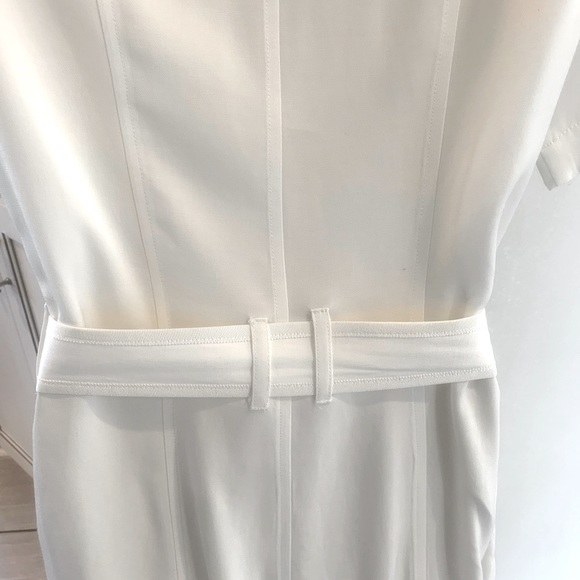Women's 4 S Small Designer Karen Millen White belted Tailored Utility Dress - Picture 10 of 11